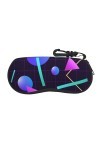 SATUSA Étui à lunettes à fermeture éclair avec imprimé géométrique fluo - Pochette souple pour lunettes de soleil - Étui de v