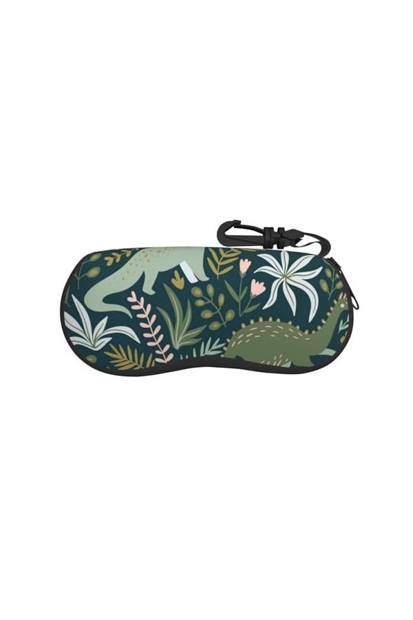 SATUSA Étui à lunettes à fermeture éclair avec imprimé dinosaure, pochette souple pour lunettes de soleil, étui de voyage por