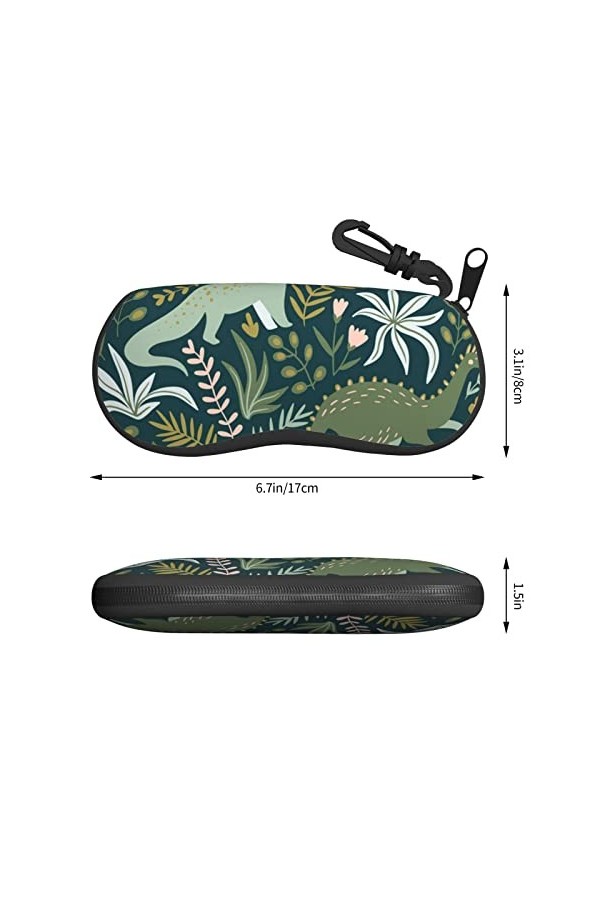 SATUSA Étui à lunettes à fermeture éclair avec imprimé dinosaure, pochette souple pour lunettes de soleil, étui de voyage por
