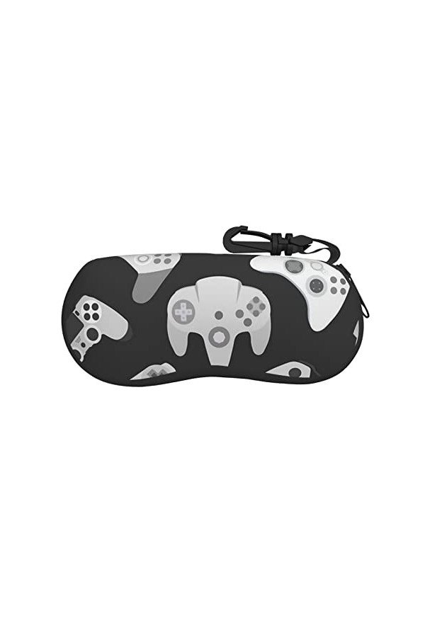 SATUSA Étui à lunettes à fermeture éclair avec motif manette de jeu, pochette souple pour lunettes de soleil, étui de voyage 