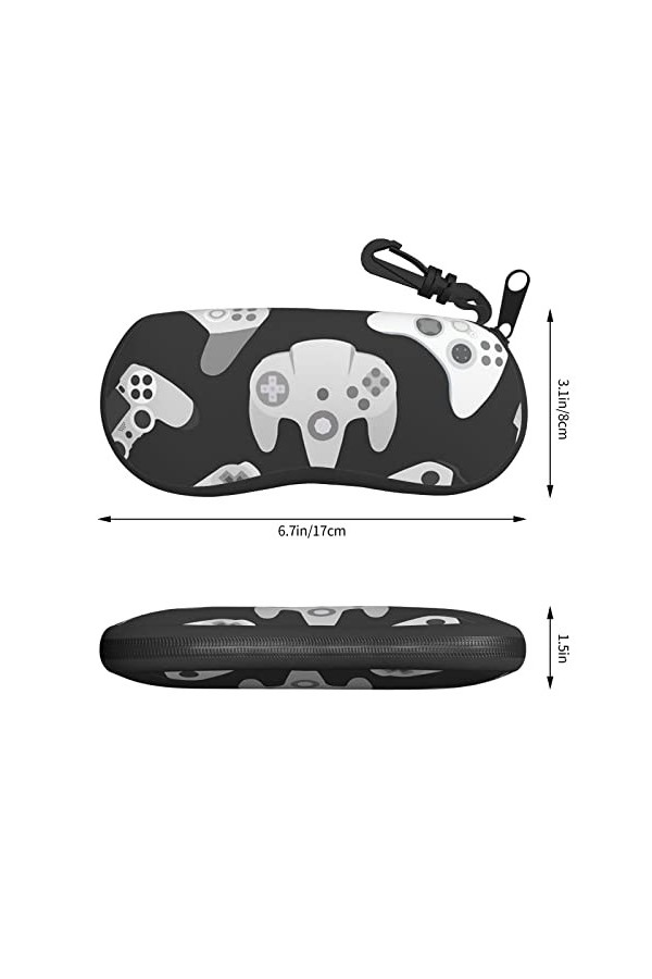 SATUSA Étui à lunettes à fermeture éclair avec motif manette de jeu, pochette souple pour lunettes de soleil, étui de voyage 