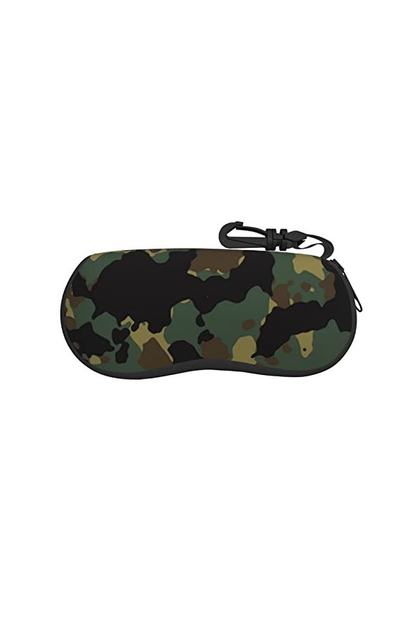 SATUSA Étui à lunettes à fermeture éclair avec motif camouflage, pochette souple pour lunettes de soleil, étui de voyage port