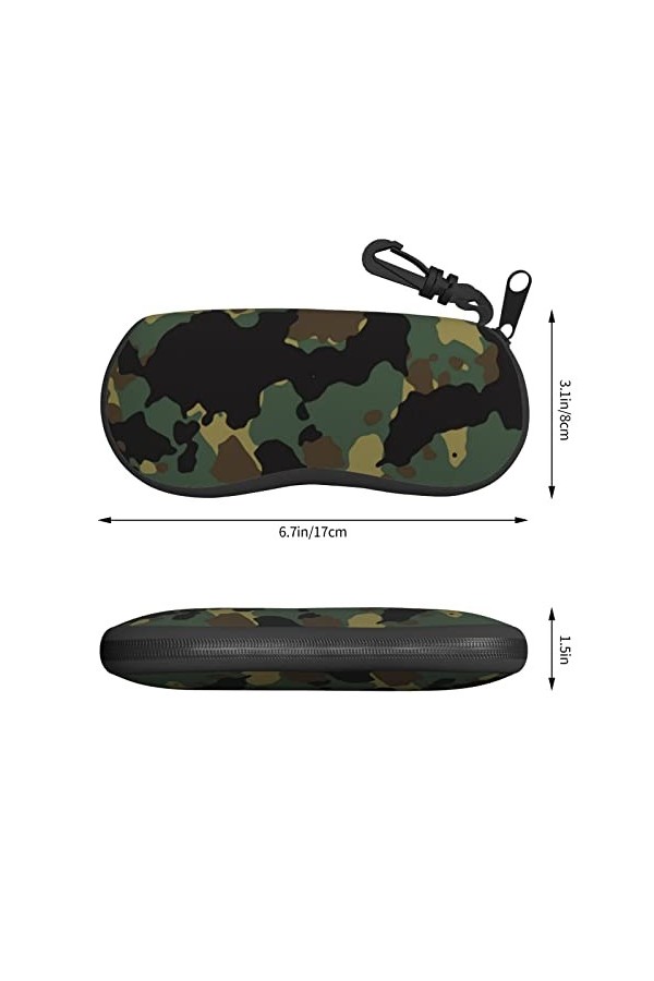 SATUSA Étui à lunettes à fermeture éclair avec motif camouflage, pochette souple pour lunettes de soleil, étui de voyage port