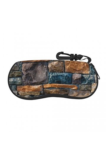 SATUSA Étui à lunettes à fermeture éclair avec imprimé pierre colorée, pochette souple pour lunettes de soleil, étui de voyag