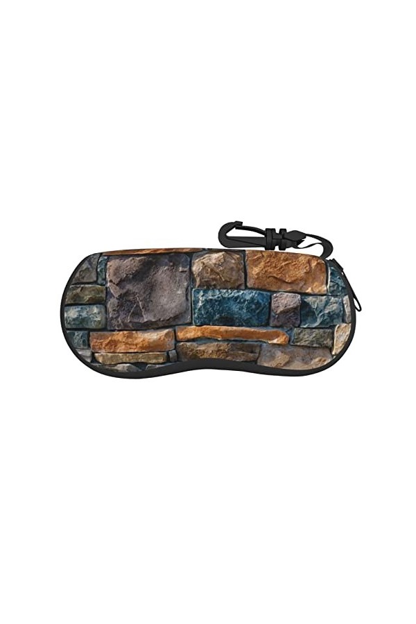 SATUSA Étui à lunettes à fermeture éclair avec imprimé pierre colorée, pochette souple pour lunettes de soleil, étui de voyag