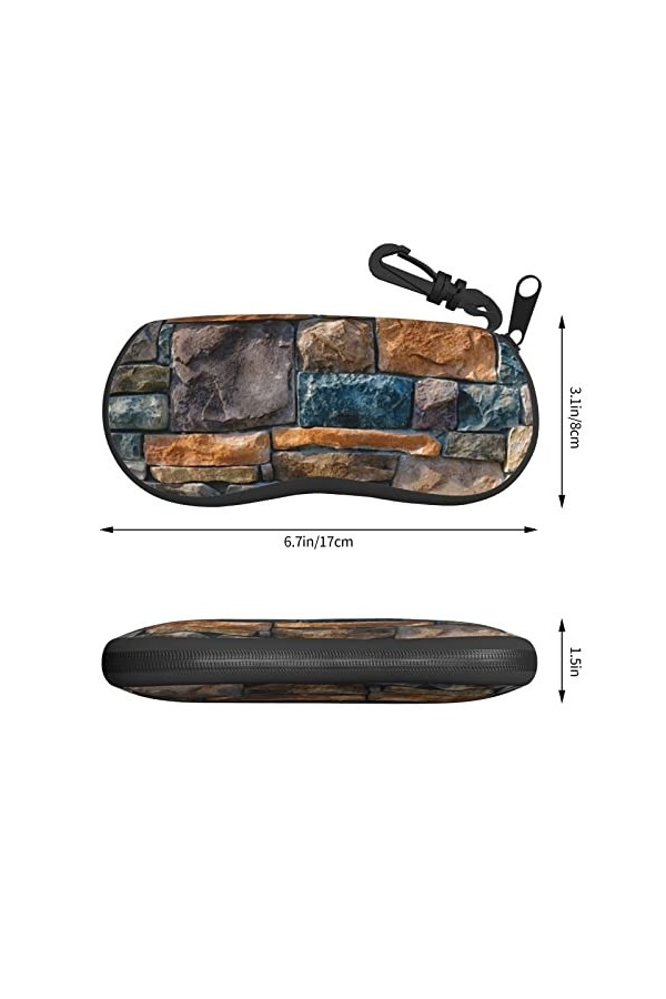 SATUSA Étui à lunettes à fermeture éclair avec imprimé pierre colorée, pochette souple pour lunettes de soleil, étui de voyag