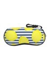 Étui à lunettes à fermeture éclair à rayures bleues et citron - Pochette souple pour lunettes de soleil - Étui de voyage port