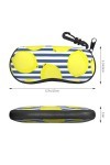 Étui à lunettes à fermeture éclair à rayures bleues et citron - Pochette souple pour lunettes de soleil - Étui de voyage port