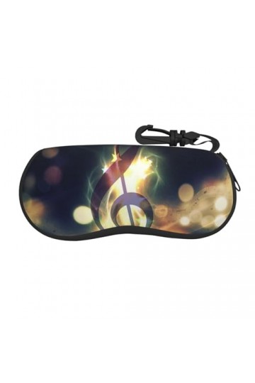 SATUSA Étui à lunettes à fermeture éclair avec motif notes de musique, pochette souple pour lunettes de soleil, étui de voyag
