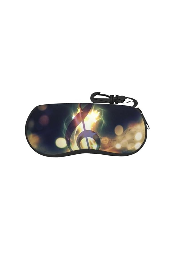 SATUSA Étui à lunettes à fermeture éclair avec motif notes de musique, pochette souple pour lunettes de soleil, étui de voyag