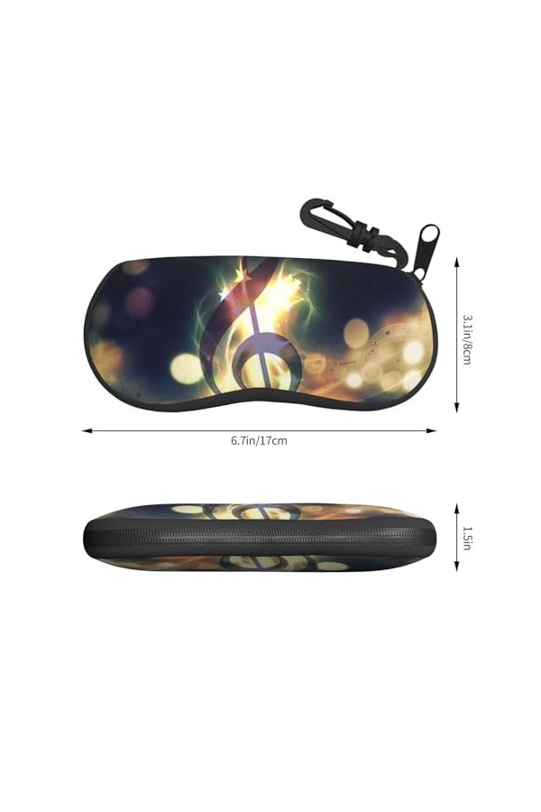 SATUSA Étui à lunettes à fermeture éclair avec motif notes de musique, pochette souple pour lunettes de soleil, étui de voyag