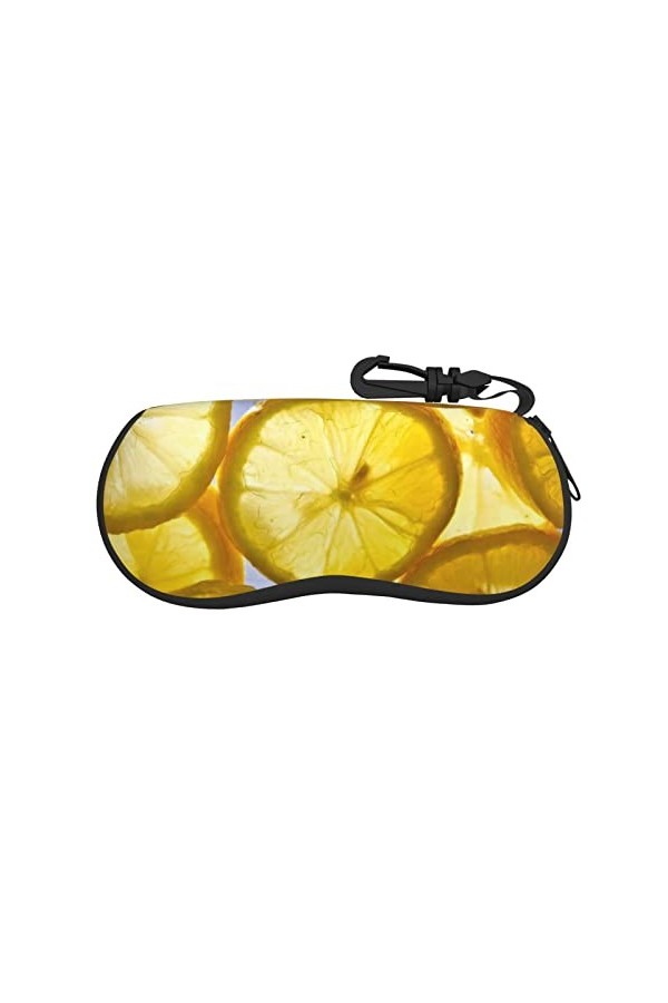 Étui à lunettes à fermeture éclair avec motif de tranches de citron, pochette souple pour lunettes de soleil, étui de voyage