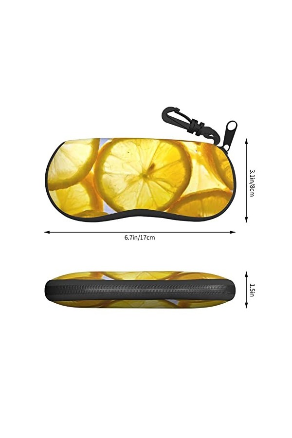 Étui à lunettes à fermeture éclair avec motif de tranches de citron, pochette souple pour lunettes de soleil, étui de voyage