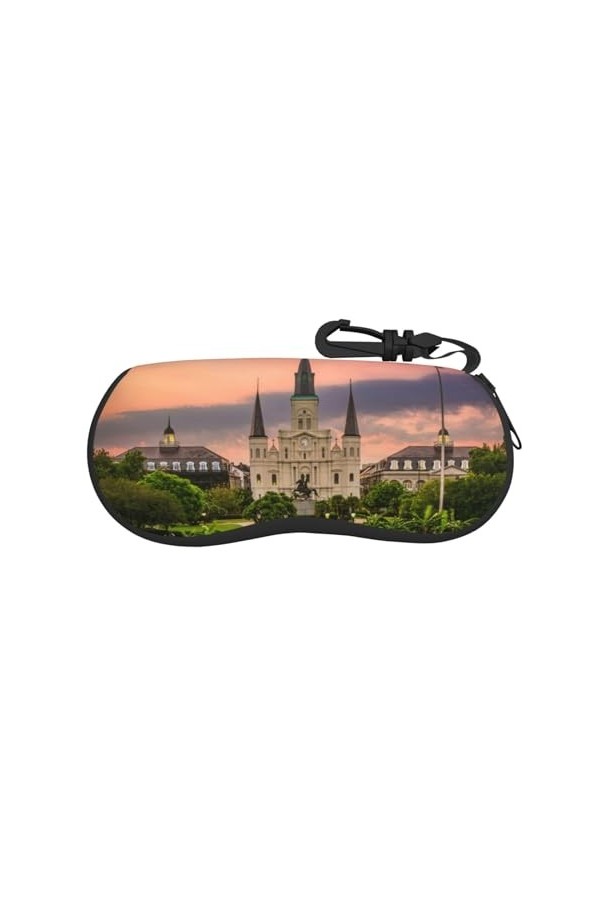 Jackson Étui à lunettes de soleil carré imprimé avec fermeture éclair, pochette souple pour lunettes de soleil, étui de voyag