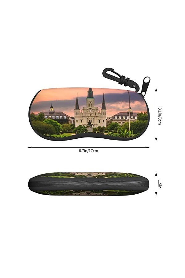 Jackson Étui à lunettes de soleil carré imprimé avec fermeture éclair, pochette souple pour lunettes de soleil, étui de voyag
