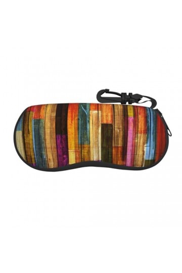 SATUSA Étui à lunettes coloré imprimé bois avec fermeture éclair, pochette souple pour lunettes de soleil, étui de voyage por