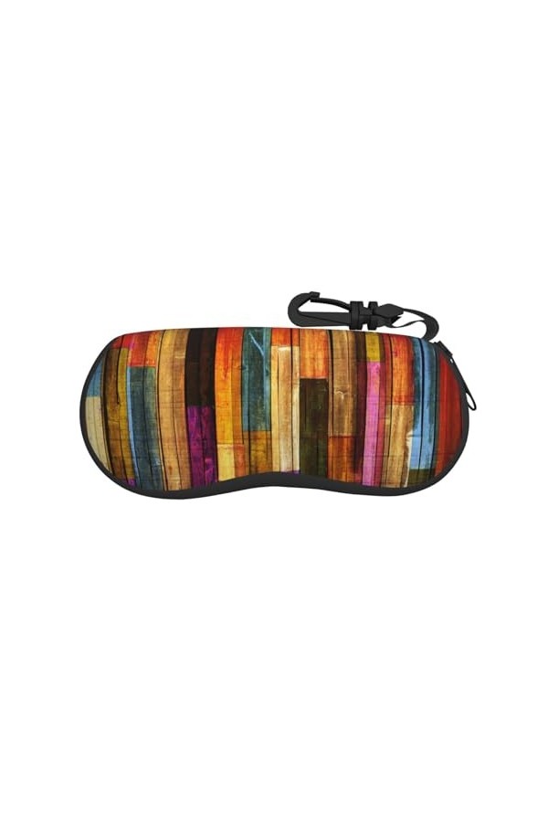 SATUSA Étui à lunettes coloré imprimé bois avec fermeture éclair, pochette souple pour lunettes de soleil, étui de voyage por
