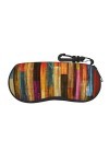 SATUSA Étui à lunettes coloré imprimé bois avec fermeture éclair, pochette souple pour lunettes de soleil, étui de voyage por