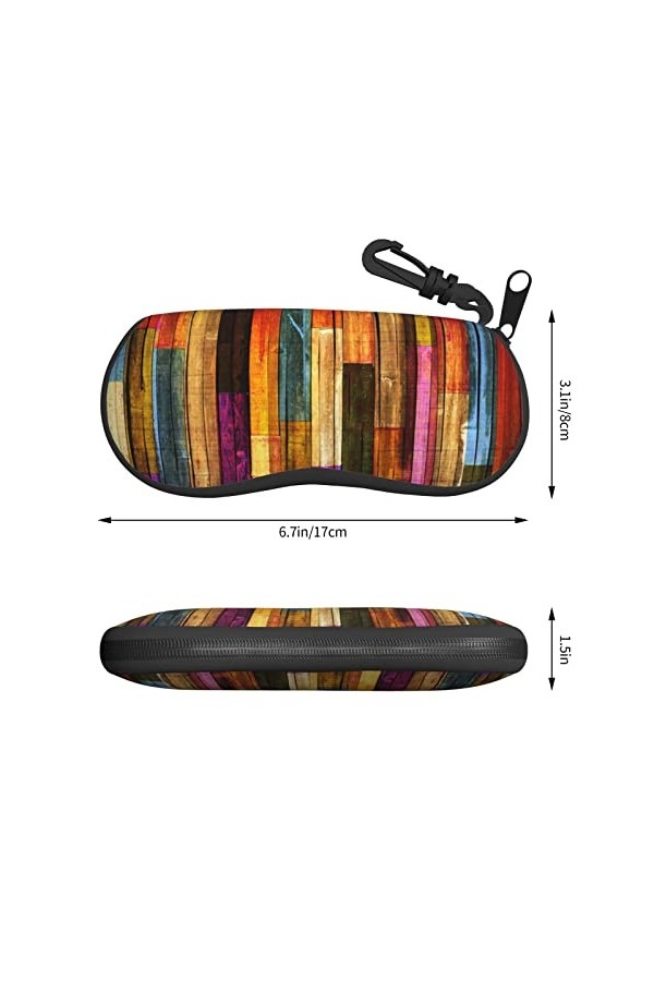 SATUSA Étui à lunettes coloré imprimé bois avec fermeture éclair, pochette souple pour lunettes de soleil, étui de voyage por
