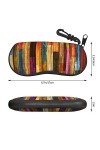 SATUSA Étui à lunettes coloré imprimé bois avec fermeture éclair, pochette souple pour lunettes de soleil, étui de voyage por
