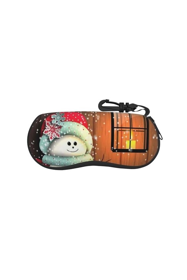 SATUSA Étui à lunettes avec fermeture éclair et motif bonhomme de neige, étui à lunettes de soleil, étui de voyage portable a