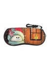 SATUSA Étui à lunettes avec fermeture éclair et motif bonhomme de neige, étui à lunettes de soleil, étui de voyage portable a