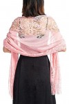 Etole Mariage Écharpe Foulard Femme Châle Wrap Vintage Elégant Dentelle Florale Mesh avec Frangé Cérémonies Cocktail Soirée p