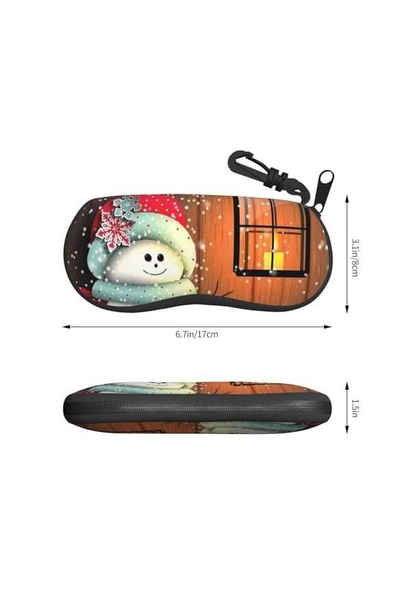 SATUSA Étui à lunettes avec fermeture éclair et motif bonhomme de neige, étui à lunettes de soleil, étui de voyage portable a