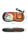 SATUSA Étui à lunettes avec fermeture éclair et motif bonhomme de neige, étui à lunettes de soleil, étui de voyage portable a