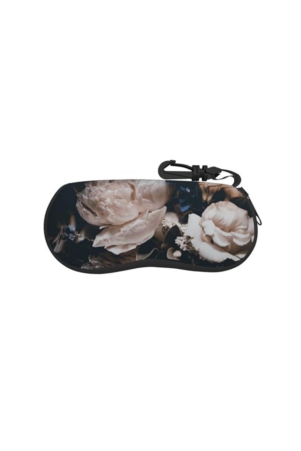 SATUSA Bouquet de pivoines roses - Étui à lunettes à fermeture éclair - Pochette souple pour lunettes de soleil - Étui de voy