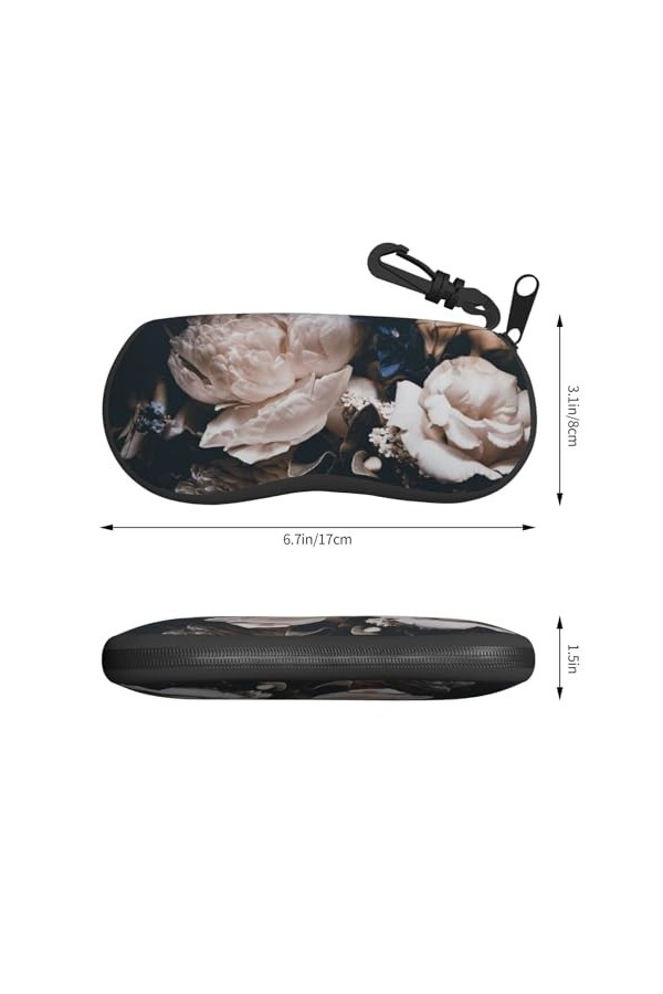 SATUSA Bouquet de pivoines roses - Étui à lunettes à fermeture éclair - Pochette souple pour lunettes de soleil - Étui de voy