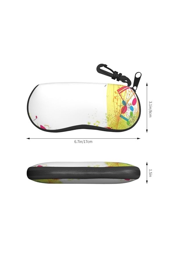 SATUSA Étui à lunettes à fermeture éclair sur le thème de la musique abstraite, pochette souple pour lunettes de soleil, étui