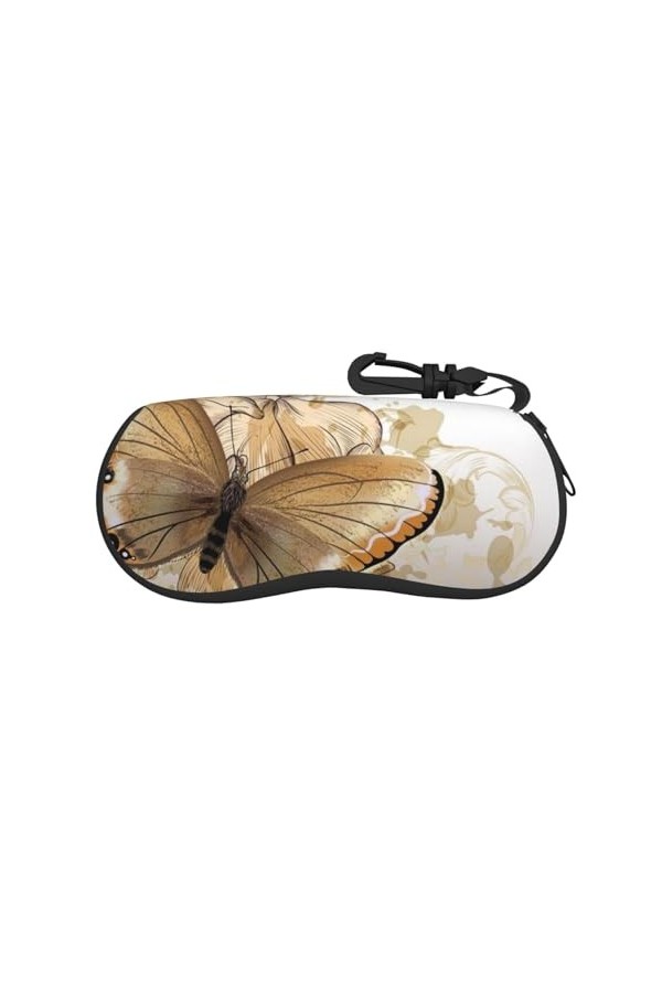 SATUSA Étui à lunettes à fermeture éclair avec imprimé floral et papillon, pochette souple pour lunettes de soleil, étui de v