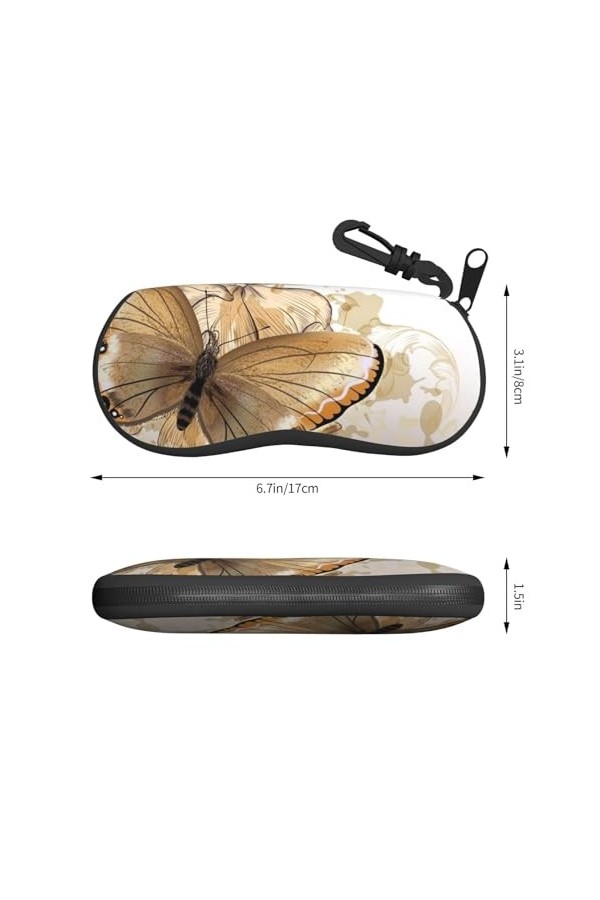 SATUSA Étui à lunettes à fermeture éclair avec imprimé floral et papillon, pochette souple pour lunettes de soleil, étui de v