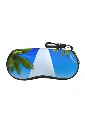 SATUSA Étui à lunettes à fermeture éclair avec motif palmiers et océans, pochette souple pour lunettes de soleil, étui de voy