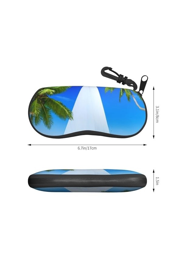 SATUSA Étui à lunettes à fermeture éclair avec motif palmiers et océans, pochette souple pour lunettes de soleil, étui de voy