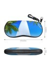 SATUSA Étui à lunettes à fermeture éclair avec motif palmiers et océans, pochette souple pour lunettes de soleil, étui de voy