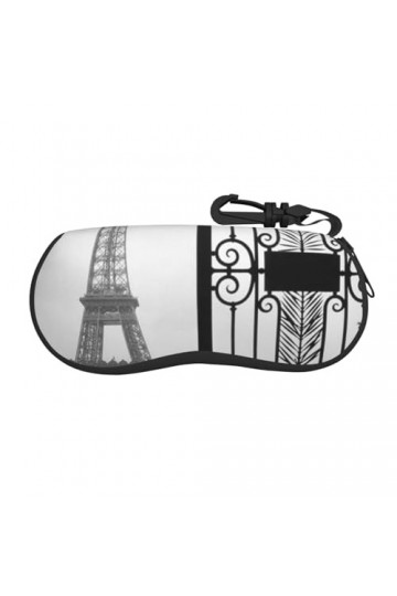SATUSA Étui à lunettes à fermeture éclair avec motif Tour Eiffel de Paris, pochette souple pour lunettes de soleil, étui de v