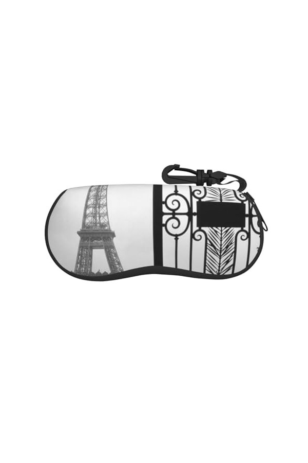 SATUSA Étui à lunettes à fermeture éclair avec motif Tour Eiffel de Paris, pochette souple pour lunettes de soleil, étui de v
