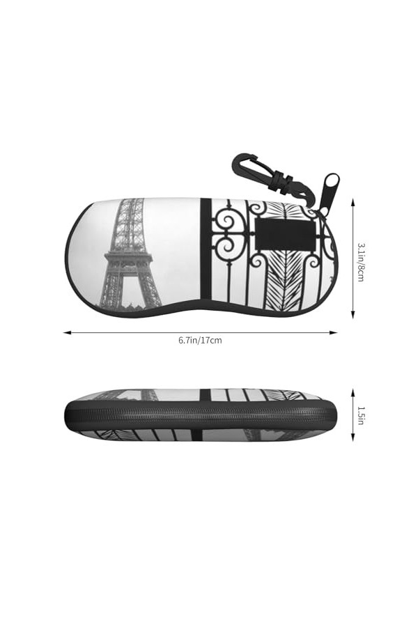 SATUSA Étui à lunettes à fermeture éclair avec motif Tour Eiffel de Paris, pochette souple pour lunettes de soleil, étui de v