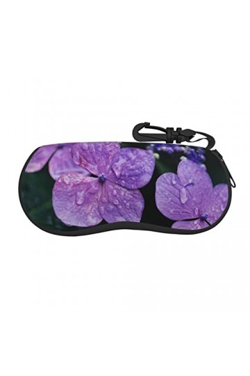 SATUSA Étui à lunettes à fermeture éclair avec motif fleur dhortensia, pochette souple pour lunettes de soleil, étui de voya