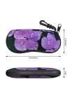 SATUSA Étui à lunettes à fermeture éclair avec motif fleur dhortensia, pochette souple pour lunettes de soleil, étui de voya
