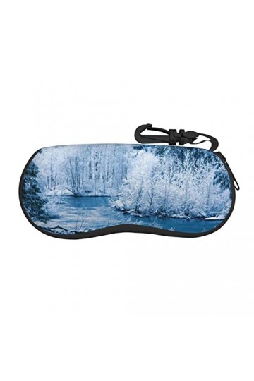 SATUSA Magnifique étui à lunettes à fermeture éclair avec motif paysage de neige, pochette souple pour lunettes de soleil, ét