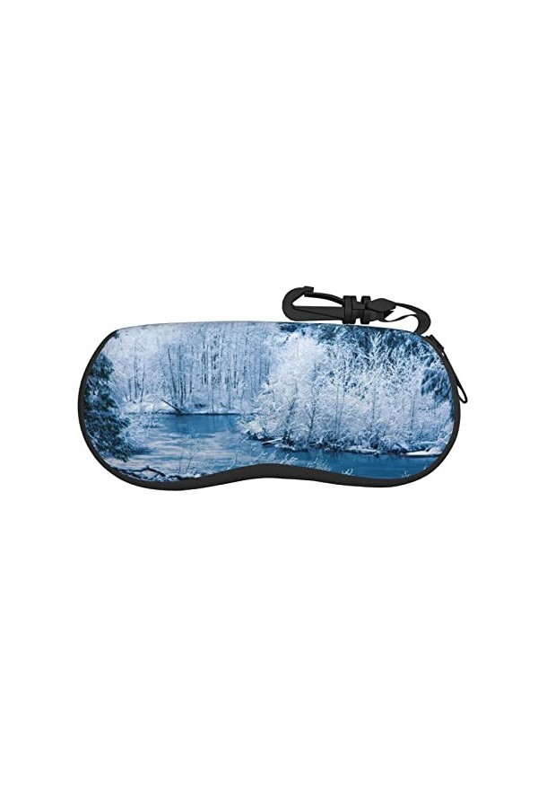 SATUSA Magnifique étui à lunettes à fermeture éclair avec motif paysage de neige, pochette souple pour lunettes de soleil, ét