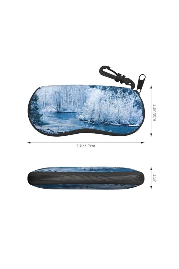 SATUSA Magnifique étui à lunettes à fermeture éclair avec motif paysage de neige, pochette souple pour lunettes de soleil, ét