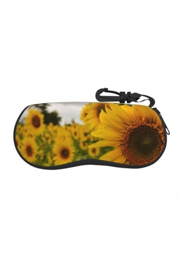 SATUSA Étui à lunettes à fermeture éclair avec imprimé tournesol jaune, pochette souple pour lunettes de soleil, étui de voya
