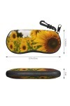 SATUSA Étui à lunettes à fermeture éclair avec imprimé tournesol jaune, pochette souple pour lunettes de soleil, étui de voya