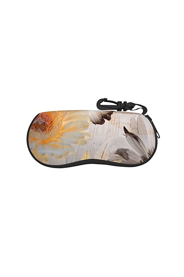 SATUSA Étui à lunettes à fermeture éclair jaune clair, pochette souple pour lunettes de soleil, étui de voyage portable avec 