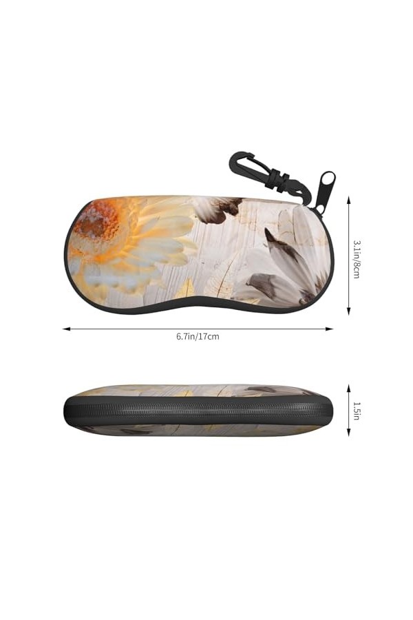 SATUSA Étui à lunettes à fermeture éclair jaune clair, pochette souple pour lunettes de soleil, étui de voyage portable avec 