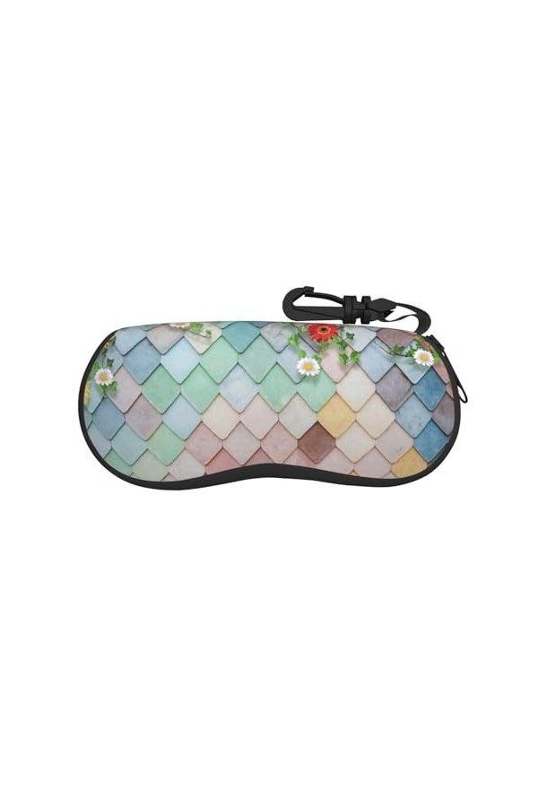 SATUSA Étui à lunettes coloré ondulé imprimé mural avec fermeture éclair, pochette souple pour lunettes de soleil, étui de vo